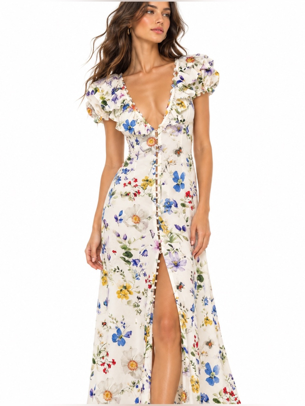 Alice + Olivia Tara Twisting Vines Floral Midi Dress Size 4 MSRP $495